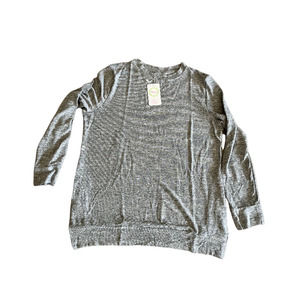 Thanks Women's Gray Lacozy Tunic Long Sleeve Crew Neck Shirt